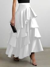 Load image into Gallery viewer, FurDecoration - Chic A-Line High-Waisted Ruffle Solid Color Skirt: BLACK / L
