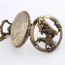 Load image into Gallery viewer, WoodWristCo - Bronze Wolf Hollow Quartz Pocket Watch
