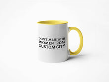 Load image into Gallery viewer, Calm Down Caren - Don't Mess With Women From... - CUSTOM Coffee Mug: 11 oz. / Pink
