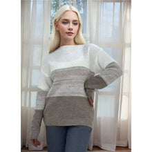 Load image into Gallery viewer, ShieldChic - Knitted Sweater Color Block Round Neck Long Sleeve: GRAY / M
