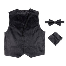 Load image into Gallery viewer, Selini New York - 6-Pack Men's Waves Pattern Polyester Vests, bowtie, hanky: Silver
