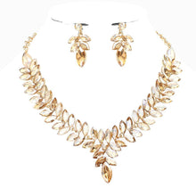 Load image into Gallery viewer, Diacly - Floral Leaves Crystal Casting Necklace set.: Silver-Fuchsia

