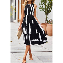 Load image into Gallery viewer, Supreme Fashion - Floral Print Cut Out Ruched Fit Sleeveless Ruffle Dress: XL / BLACK
