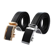 Load image into Gallery viewer, Mad Man - AutoMADtic leather belt: Black w/Black &amp; Silver Style Buckle
