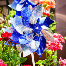 Load image into Gallery viewer, In the Breeze, LLC. - Blue &amp; Silver Mylar Pinwheels - 8 PC

