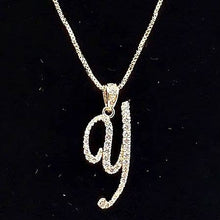 Load image into Gallery viewer, Diacly - Cursive Initial Alphabet Letter Monogram CZ Pendant Small-Gold: X
