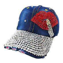 Load image into Gallery viewer, Diacly - Lipstick Lip Rhinestone Cap: Black
