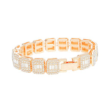Load image into Gallery viewer, PinktownUSA - Chain Bracelet Iced Gold Square Halo Baguette: Clear / Gold / 8.2 inches

