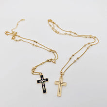 Load image into Gallery viewer, Mio Queena - Colored Cubic Zirconia Enamel Cross Pendant Necklace: White Cross
