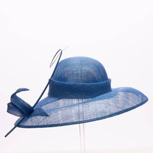 Load image into Gallery viewer, KaKyCo - Asymmetric brim w/round crown sinamay hat fascinator |125057: Olive Green
