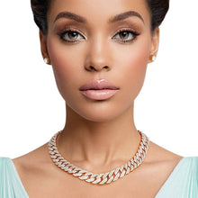 Load image into Gallery viewer, PinktownUSA - Necklace Gold Iced Diamond Cuban Chain Set Women: Clear / Gold / 20 inches
