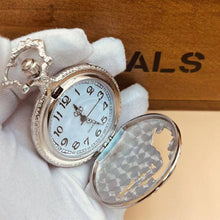 Load image into Gallery viewer, WoodWristCo - Vintage Hollow Locomotive Design Pocket Watch: Silver gold

