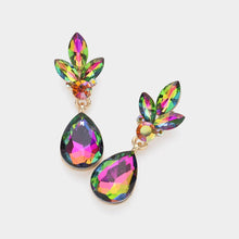 Load image into Gallery viewer, Sensibling Corp. - Teardrop Stone Cluster Dangle Evening Earrings: Green
