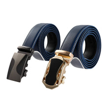 Load image into Gallery viewer, Mad Man - AutoMADtic leather belt: Black w/Black &amp; Silver Style Buckle

