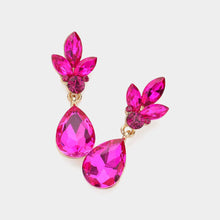 Load image into Gallery viewer, Sensibling Corp. - Teardrop Stone Cluster Dangle Evening Earrings: Green
