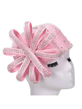 Load image into Gallery viewer, Giovanna - Round Pillbox Hat w/ Flwr Ribbon&amp;Scattered Stones: PINK / OS

