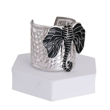 Load image into Gallery viewer, PinktownUSA - Black Elephant Head Cuff: Black / Burnished Silver / Adjustable
