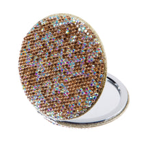 Load image into Gallery viewer, Chic Couture Inc - Circle Ceramic Rhinestone Folding Makeup Mirror M0449: Pink
