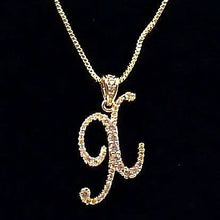 Load image into Gallery viewer, Diacly - Cursive Initial Alphabet Letter Monogram CZ Pendant Small-Gold: T
