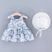 Load image into Gallery viewer, PatPat - 2pcs Baby Girl  Daisy Floral Tank Dress with Hat Set: Blue / 3-6 Months
