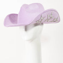Load image into Gallery viewer, Collections by Fame Accessories - Studded Rhinestone Star Western Cowboy Hat: BL
