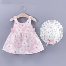 Load image into Gallery viewer, PatPat - 2pcs Baby Girl  Daisy Floral Tank Dress with Hat Set: Pink / 9-12 Months
