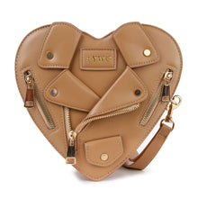 Load image into Gallery viewer, Handbag Express - Heart Shape Biker Jacket Petite Shoulder Bag: Khaki

