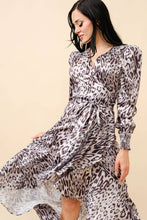 Load image into Gallery viewer, Tea &amp; Cup - Animal print wrap midi dress: Gray / M
