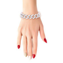 Load image into Gallery viewer, PinktownUSA - Silver Locked Square Cuban Bracelet: Clear / Rhodium / 8 inches
