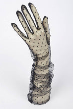 Load image into Gallery viewer, 3AM BY H&amp;D ACCESSORIES - LONG POLKA DOT MESH GLOVES: BLACK
