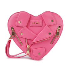 Load image into Gallery viewer, Handbag Express - Heart Shape Biker Jacket Petite Shoulder Bag: Khaki
