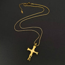 Load image into Gallery viewer, Mio Queena - 18K Gold Plated S.Steel Cross Charm Necklace - FGS: Steel color
