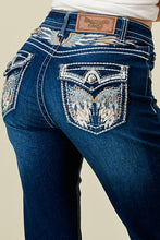 Load image into Gallery viewer, Denim Zone U.S.A. - WB-31 STRETCHY MINI-BOOT WOMEN'S BLING JEANS WESTFIELD EAGLE: 1 / DARK BLUE
