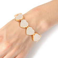 Load image into Gallery viewer, PinktownUSA - Chain Bracelet Gold Pave Heart Link for Women: Clear / Gold / 8.2 inches

