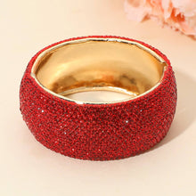 Load image into Gallery viewer, Sensibling Corp. - Wide Rhinestone Pearl Paved Hinged Evening Bangle Bracelet: Rhodium,White
