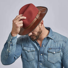Load image into Gallery viewer, American Hat Makers - Wool Felt Leather Outdoor Fedora Style - Summit: Saddle / LG
