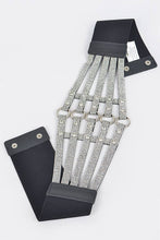Load image into Gallery viewer, 3AM BY H&amp;D ACCESSORIES - Wide Rhinestone Waist Belt: Black Clear
