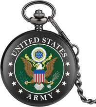 Load image into Gallery viewer, WoodWristCo - Fashion US Army Eagle Quartz Pocket Watch with Chain: Golden
