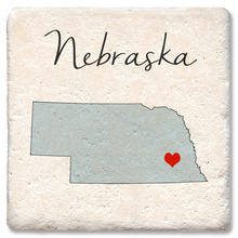 Load image into Gallery viewer, Tipsy Coasters &amp; Gifts - Custom Love Your Town State Silhouette Heart Coaster: Ceramic
