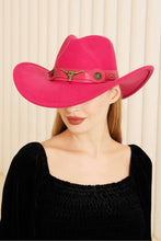 Load image into Gallery viewer, anbfashion - METAL BULL ACCENT FEDORA COWBOY HAT H3359: Beige
