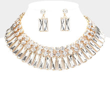 Load image into Gallery viewer, Sensibling Corp. - Round Rectangle Stone Cluster Evening Necklace
: Silver Clear
