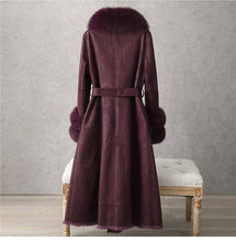 Load image into Gallery viewer, Productseeker - CT074Y Elegant Mid-Length Faux Fur Coat with Fox Fur Collar: Black / English / S
