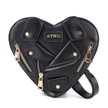 Load image into Gallery viewer, Handbag Express - Heart Shape Biker Jacket Petite Shoulder Bag: Khaki
