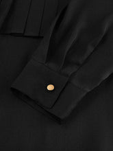 Load image into Gallery viewer, FurDecoration - Long Sleeves Loose Pleated Split-Joint Lapel Blouses&amp;Shirts Tops: BLACK / S

