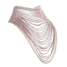 Load image into Gallery viewer, Western Fashion - Choker Rhinestone, 30 Lines, Drape: Gold
