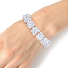 Load image into Gallery viewer, PinktownUSA - Chain Bracelet Iced Silver Square Halo Baguette: Clear / Rhodium / 8.2 inches
