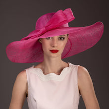 Load image into Gallery viewer, KaKyCo - 122008 Large Simple Ribbon Sytle Sinamay Bow Hat: FUCHSIA
