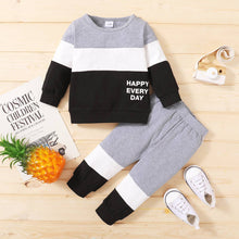 Load image into Gallery viewer, PatPat - 2pcs Baby Boy Long-sleeve Cotton casual Baby's Sets: Color block / 9-12 Months
