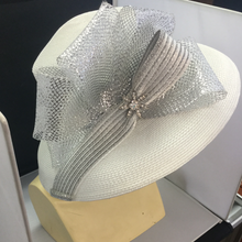 Load image into Gallery viewer, White/ Metallic Hat With Bow

