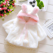 Load image into Gallery viewer, PatPat - Baby / Toddler Adorable Rabbit Ear Decor Pompon Hooded Coat: White / 12-18 Months
